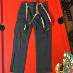 Navy khaki chance with suspenders like new